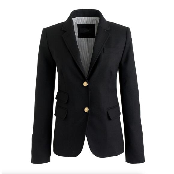 J. CREW Classic Schoolboy Blazer Wool Black Sz 4 Tall {BB12} - Picture 2 of 7